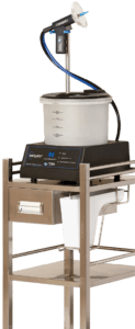 The Earigator's base unit houses the electronic control board, water reservoir, heater, and water delivery system. This assembly includes the pump, a pressure relief valve, pressure switch, and water delivery tubing.