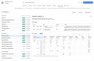 A screenshot of Google Health's new Care Studio feature, Conditions