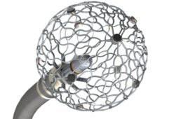 A sphere-shaped, expandable lattice device with electrodes for cardiac ablation