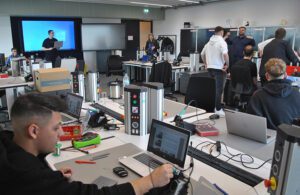 A photo of a training room at the new Siemens Healthineers Education & Development Center.