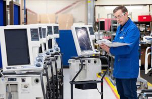 A Medtronic employee checks inventory in Galway, Ireland, where the device maker has significant manufacturing operations.