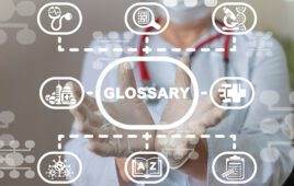 A medtech glossary illustration incorporating medical device design, development, manufacturing, regulation and commercialization.