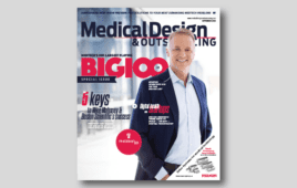 This image shows the cover Medical Design & Outsourcing's September issue featuring our annual MedTech Big 100 report and Boston Scientific CEO Mike Mahoney.