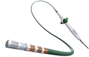 An image of the Abbott TactiFlex RF Ablation Catheter showing the distal end all the way to the handle.