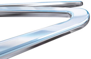 a close-up view of the Synchrony polymer coating on the strut of Boston Scientific’s Synergy BP everolimus-eluting stent.