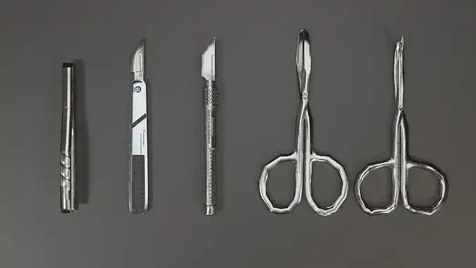 Metal surgical instruments.