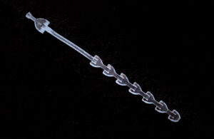 A close-up of the Spirair bioabsorbable SeptAlign implant, made out of polydioxanone.