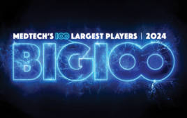The logo for the 2024 Medtech Big 100 list of the largest medical device companies ranked by revenue.