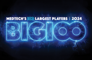 The logo for the 2024 Medtech Big 100 list of the largest medical device companies ranked by revenue — a major annual report from Medical Design & Outsourcing.