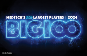 The logo for the 2024 Medtech Big 100 list of the largest medical device companies ranked by revenue.
