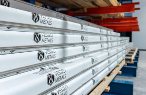 A photo of metal products bearing the Vested Metals logo.