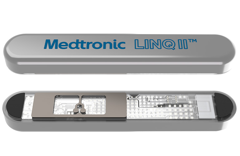 A photo of Medtronic's LINQ II implantable cardiac monitor.