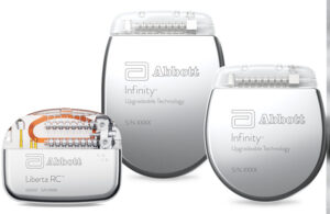 An image of Abbott Infinity and Liberta neurostimulator implants.