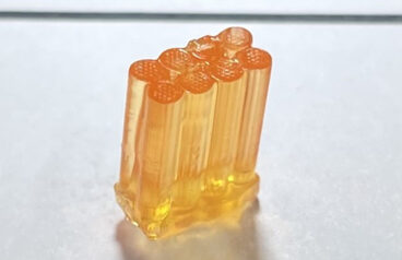 A photo of the miniature Auxilium Biotechnologies implants made on the International Space Station.
