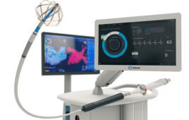 An image of the Abbott Volt PFA System catheter and cart, which helps physicians visualize the location and effectiveness of cardiac ablation.