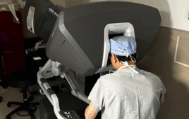 This Baylor marketing image shows Dr. Kenneth Liao at Baylor St. Luke's Medical Center using the same Intuitve da Vinci surgical robot that he used to perform the first successful, fully robotic heart transplant in the U.S.