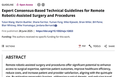 This is a screenshot of the remote robotic surgery technical guidelines appearing in the World Journal of Surgery.