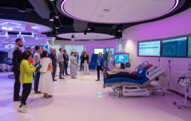 A photo of people touring Baxter's new Customer Experience Center in Raleigh, North Carolina.