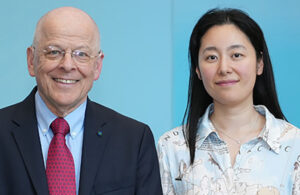 A photo of Prognosia co-founders Graham Colditz (left) and Shu "Joy" Jiang