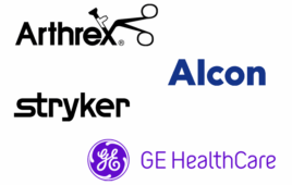 Arthrex, Alcon, Stryker, GE Healthcare logos.