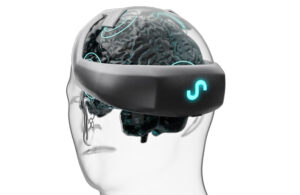 An illustration of Subsense's wearable headset for brain signal sensing and neurostimulation.