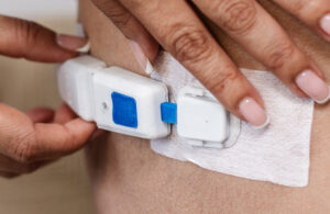A photo of the Samay wearable on a patient.