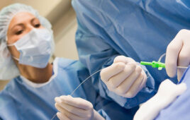 A photo showing a minimally invasive catheter device in an operating room.
