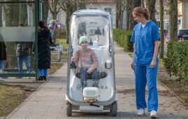 A photo of Sphaira's Moby P1 mobile protective vehicle.