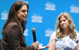 A photo of Intuitive Surgical Global VP of Cardiac Surgery Darla Hutton (left) and DeviceTalks Managing Editor Kayleen Brown at the DeviceTalks West 2025 Women in Medtech Breakfast