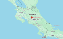 This is a Google Maps image showing the location of the Coyol Free Trade Zone in Costa Rica where Switchback Medical is expanding.