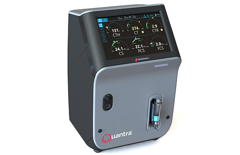 An image of HemoSonics' Quantra Hemostasis System for Obstetrics.