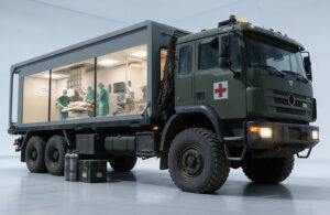A concept design illustration of SS Innovation’s Operion mobile operating room