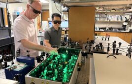 University of Texas at Austin researchers testing their new technology, sinusoidal intensity modulation speckle imaging (SIMSI).