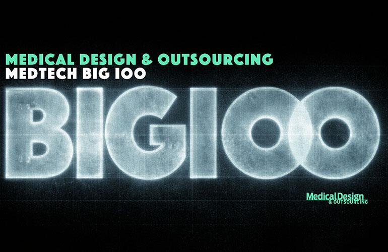 An image of the Medical Design & Outsourcing 2026 Medtech Big 100 ranking of the world's largest medical device companies by annual revenue.